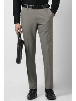 Van Heusen - Men Grey Solid Slim Fit Trousers