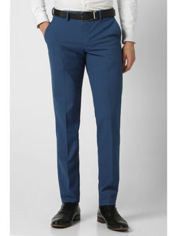 Van Heusen - Men Blue Solid Ultra Slim Fit Trousers