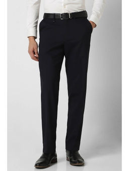 Van Heusen - Men Black Solid Regular Fit Trousers