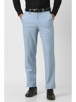 Van Heusen - Men Blue Solid Regular Fit Trousers