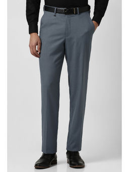 Van Heusen - Men Grey Textured Regular Fit Trousers