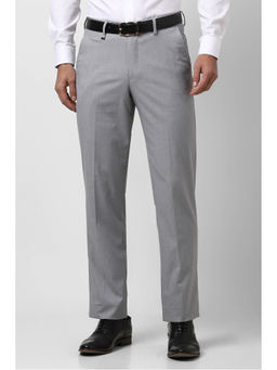 Van Heusen - Men Grey Textured Regular Fit Trousers