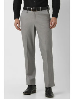 Van Heusen - Men Grey Solid Regular Fit Trousers