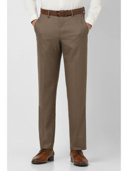 Van Heusen - Men Brown Check Regular-Fit Trousers