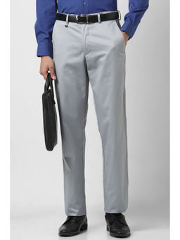 Van Heusen - Men Grey Solid Regular Fit Trousers