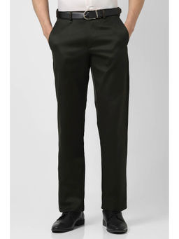 Van Heusen - Men Green Solid Regular Fit Trousers