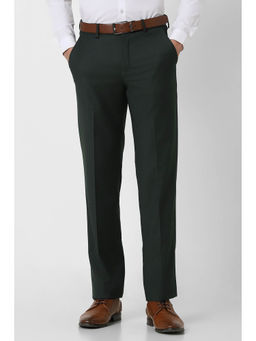 Van Heusen - Men Green Textured Regular-Fit Trousers