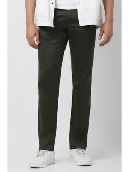 Van Heusen - Men Green Solid Slim-Fit Trousers