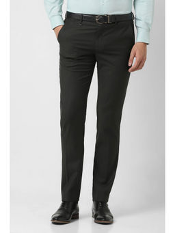 Van Heusen - Men Green Textured Slim Fit Trousers