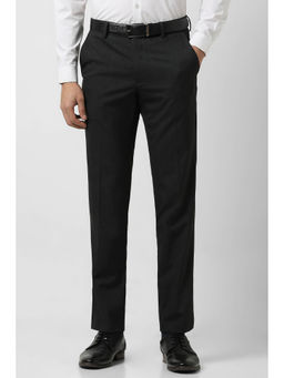 Van Heusen - Men Grey Textured Slim Fit Trousers