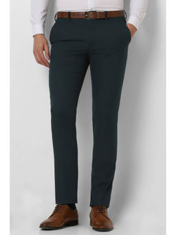 Van Heusen - Men Green Solid Slim Fit Trousers