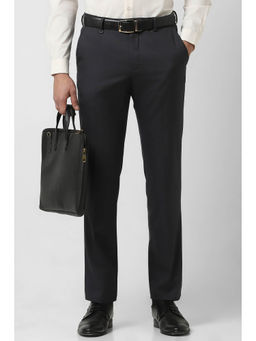 Van Heusen - Men Grey Textured Slim Fit Trousers