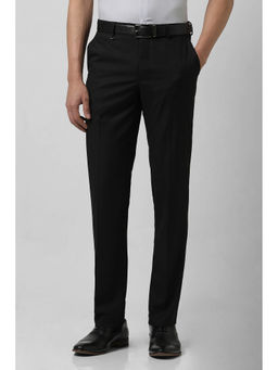 Van Heusen - Men Black Textured Slim Fit Trousers
