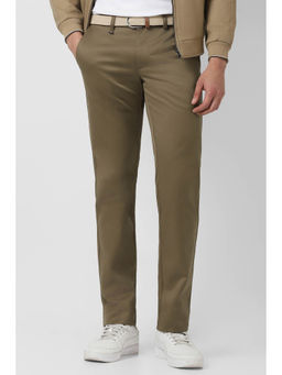 Van Heusen - Men Khaki Solid Slim-Fit Trousers
