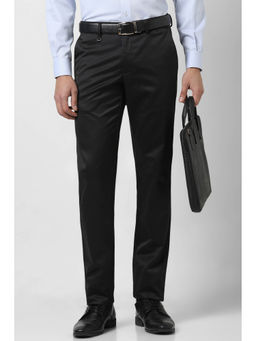 Van Heusen - Men Black Solid Slim Fit Trousers