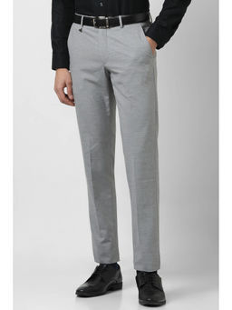 Van Heusen - Men Grey Textured Ultra Slim Fit Trousers