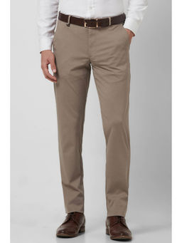 Van Heusen - Men Beige Solid Ultra Slim Fit Trousers