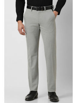 Van Heusen - Men Grey Solid Slim Fit Trousers