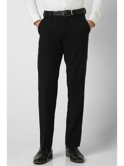 Van Heusen - Men Black Solid Regular Fit Trousers