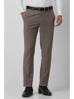 Van Heusen - Men Grey Solid Slim Fit Trousers