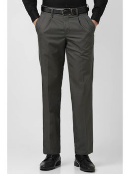 Van Heusen - Men Grey Solid Regular Fit Trousers