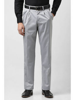 Van Heusen - Men Grey Solid Regular Fit Trousers