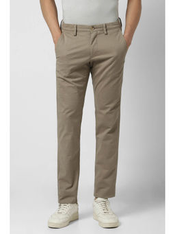 Van Heusen - Men Khaki Textured Slim Fit Trousers