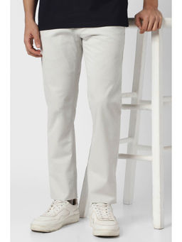 Van Heusen - Men White Solid Slim-Fit Trousers