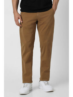Van Heusen - Men Brown Solid Slim Fit Trousers