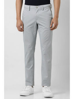 Van Heusen - Men Grey Textured Slim Fit Trousers