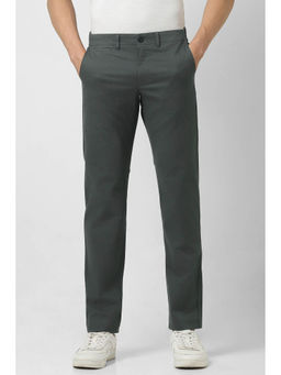 Van Heusen - Men Green Textured Slim Fit Trousers