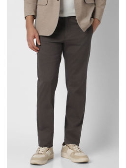 Van Heusen - Men Grey Print Slim-Fit Trousers