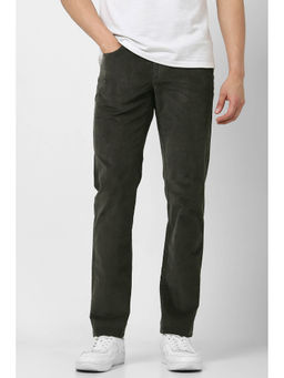 Van Heusen - Men Olive Textured Slim Fit Trousers