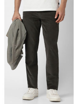 Van Heusen - Men Grey Solid Slim-Fit Trousers