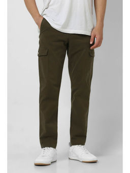 Van Heusen - Men Olive Solid Regular Fit Trousers