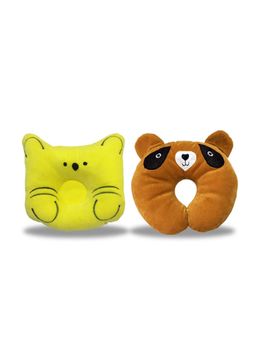 Chinmay Kids - Newborn Baby Neck Support Yellow and Brown Pillows for Head Shaping (Pack of 2)