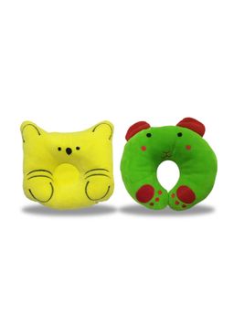 Chinmay Kids - Newborn Baby Neck Support Yellow and Green Pillows for Head Shaping (Pack of 2)