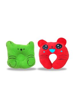 Chinmay Kids - Newborn Baby Neck Support Green and Red Pillows for Head Shaping & Nursing (Pack of 2)