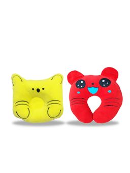 Chinmay Kids - Newborn Baby Neck Support Yellow and Red Pillows for Head Shaping & Nursing (Pack of 2)