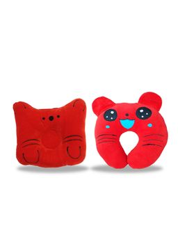 Chinmay Kids - Newborn Baby Neck Support Red Pillows for Head Shaping & Nursing (Pack of 2)