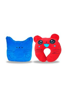 Chinmay Kids - Newborn Baby Neck Support Blue and Red Pillows for Head Shaping & Nursing (Pack of 2)