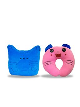 Chinmay Kids - Newborn Baby Neck Support Blue and Pink Pillows for Head Shaping & Nursing (Pack of 2)