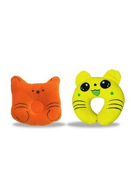 Chinmay Kids - Newborn Baby Neck Support Orange and Yellow Pillows for Head Shaping (Pack of 2)