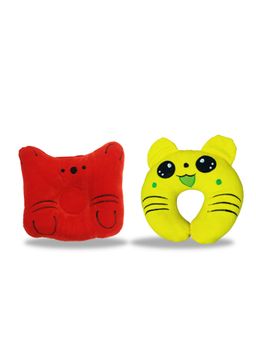 Chinmay Kids - Newborn Baby Neck Support Red and Yellow Pillows for Head Shaping & Nursing (Pack of 2)