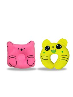 Chinmay Kids - Newborn Baby Neck Support Pink and Red Pillows for Head Shaping & Nursing (Pack of 2)