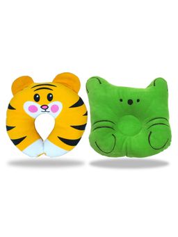 Chinmay Kids - Yellow and Green Infant Neck Support Pillows for Head Shaping & Nursing (Pack of 2)