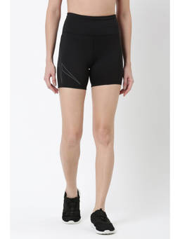 Reebok - Black Polyester Blend Fit Printed Shorts