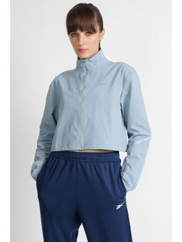 Reebok - Blue Polyester Blend Full Sleeves High Neck Solid Bomber Jacket