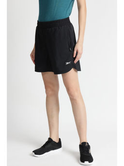 Reebok - Black Polyester Blend Fit Solid Shorts