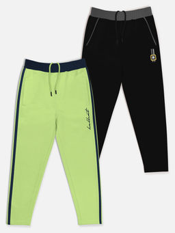 HELLCAT - Trendy Black & Green Solid Trackpants (Set of 2)